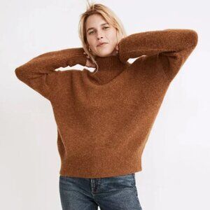 Madewell Dillon Mockneck Pullover Sweater in Heather Cumin - Size M